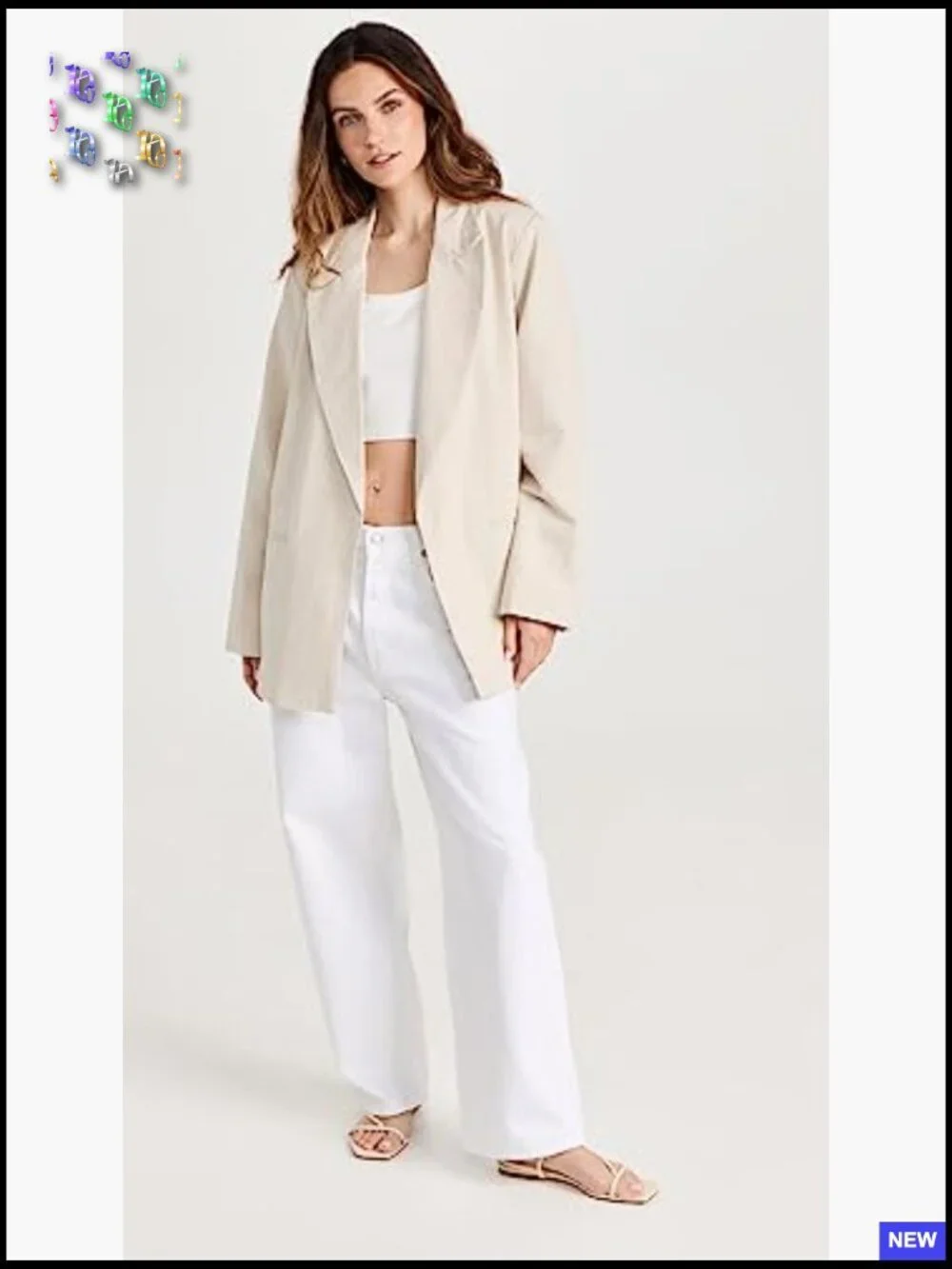 Oversized Blazer Notch Collar Long Sleeve Canvas Twill Business Casual Chic